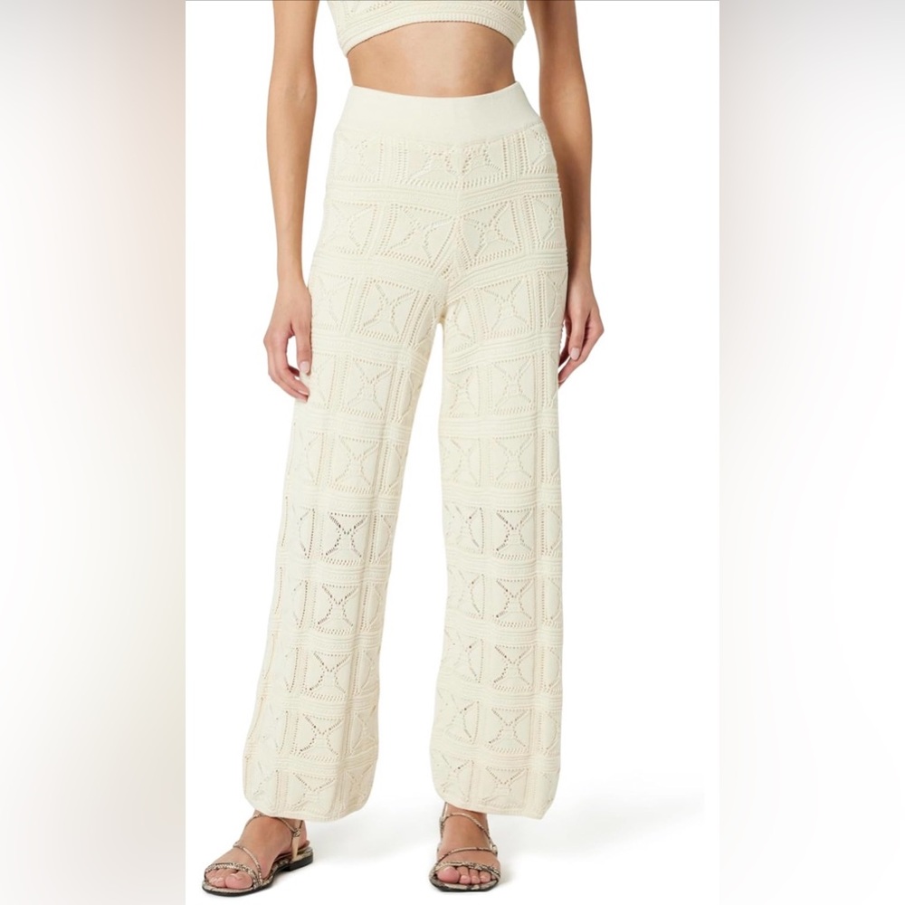 NEW The Drop Diza Pull-On Flare-Leg Crochet Pants $59 L